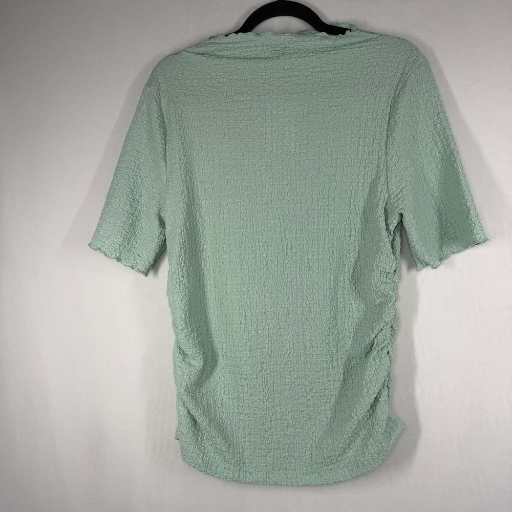 A New Day Womens Top Light Green Textured Mock Neck Short Sleeve XL New - Picture 3 of 8